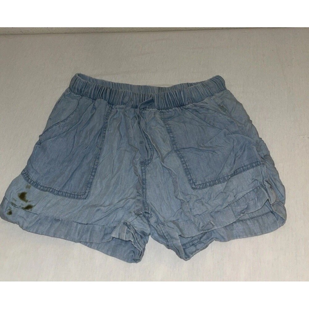 Love Tree Small Light Blue Paperbag Distressed Shorts